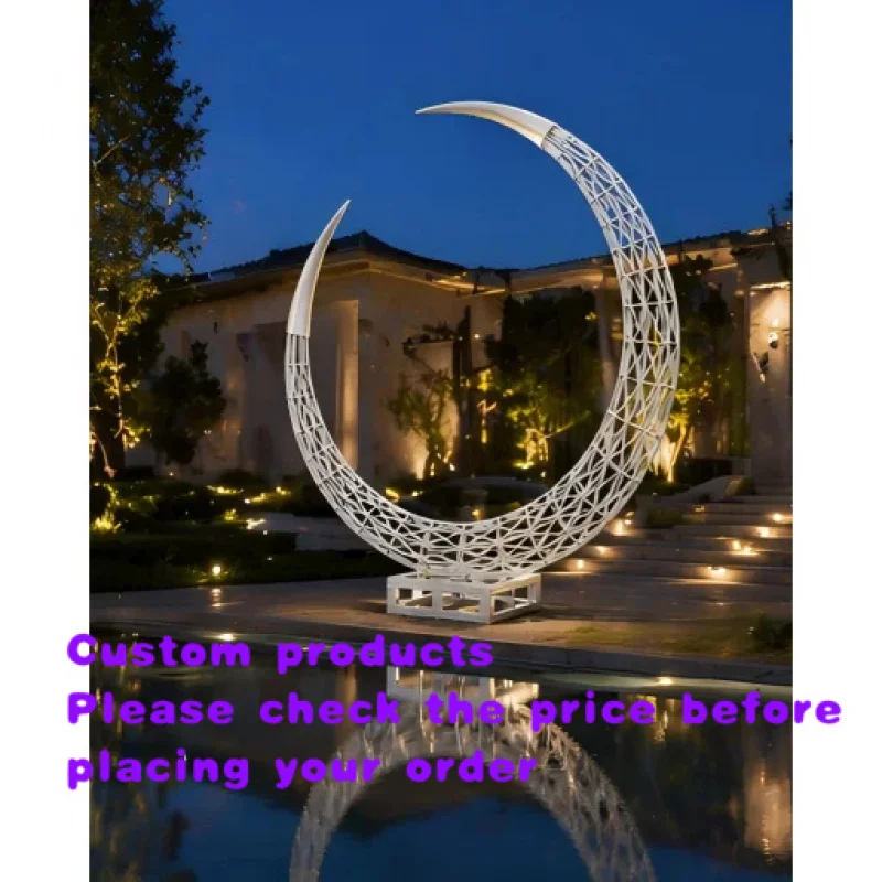 custom.Stainless Steel Sculpture Outdoor Garden Metal Art Large Mirror Decoration Suitable Courtyard Lawn Modern Style