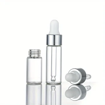 미니 스포이드 병, 유리 빈 에센셜 오일, 아로마 테라피 병, 실버 캡 피펫 병, 1ml, 2ml, 3ml, 5ml, 10 개  Best5