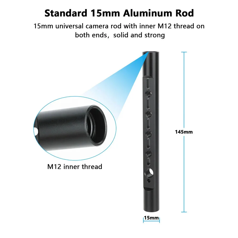CAMVATE Aluminum 15mm Cheese Rods 145mm with 1/4