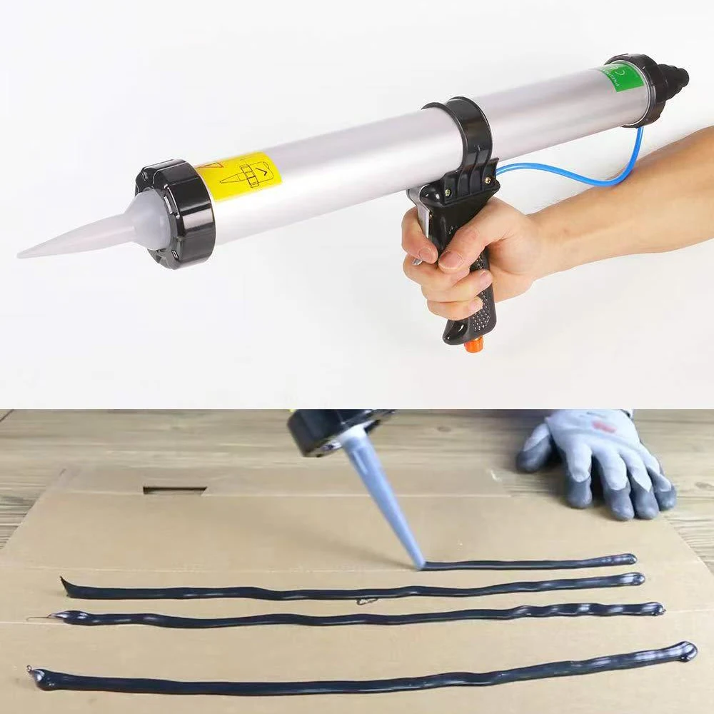 15-Inch Glass Glue Applicator 600ml Intestinal Pneumatic Caulking Tool 20.3oz Silicone Sealed Pneumatic Caulking Tool