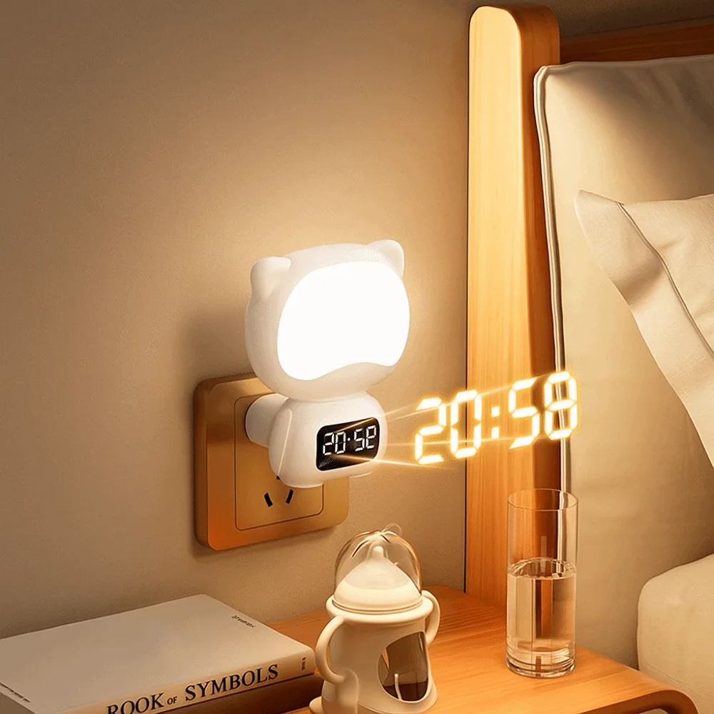 

3 Color Remote Control Night Light Eye Protection Timer Function Nursing Lamp Remote Control with Digital Clock