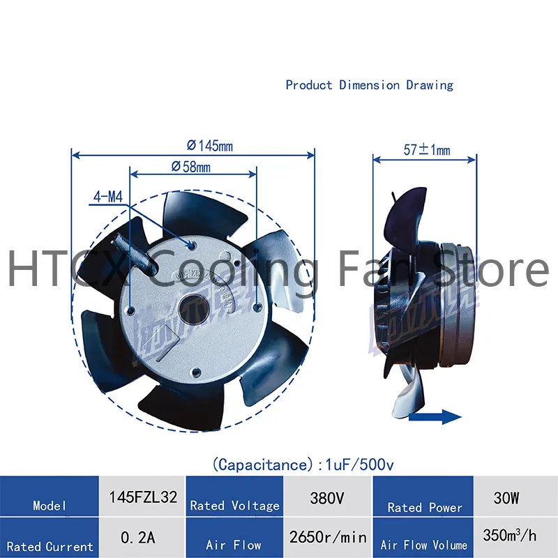 

Brand new Variable Frequency Motor Servo Motor Spindle Cooling Fan External Rotor Motor 145FZL32 380V 30W 0.2A 145mm