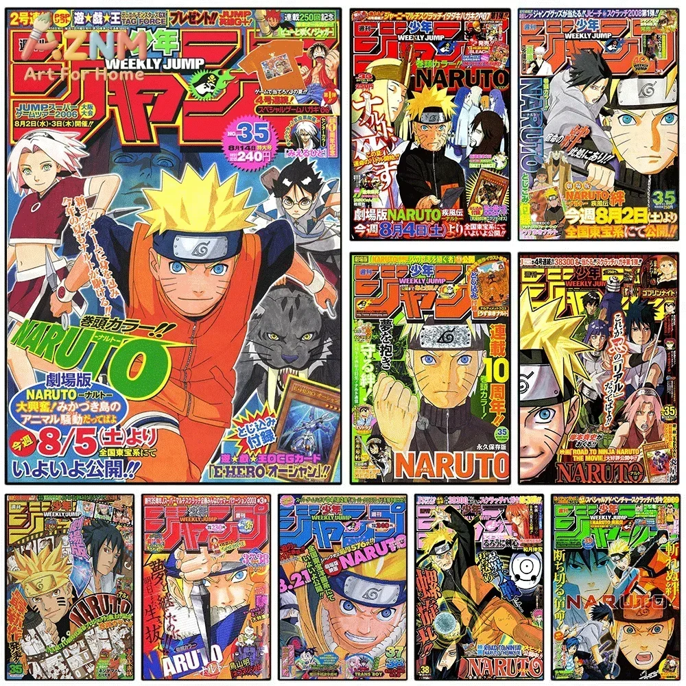 Naruto Sakura Sasuke Weekly Shonen Jump Magazine Cover Canvas Wall Art Single Frameless Anime Print Team 7 Character Post