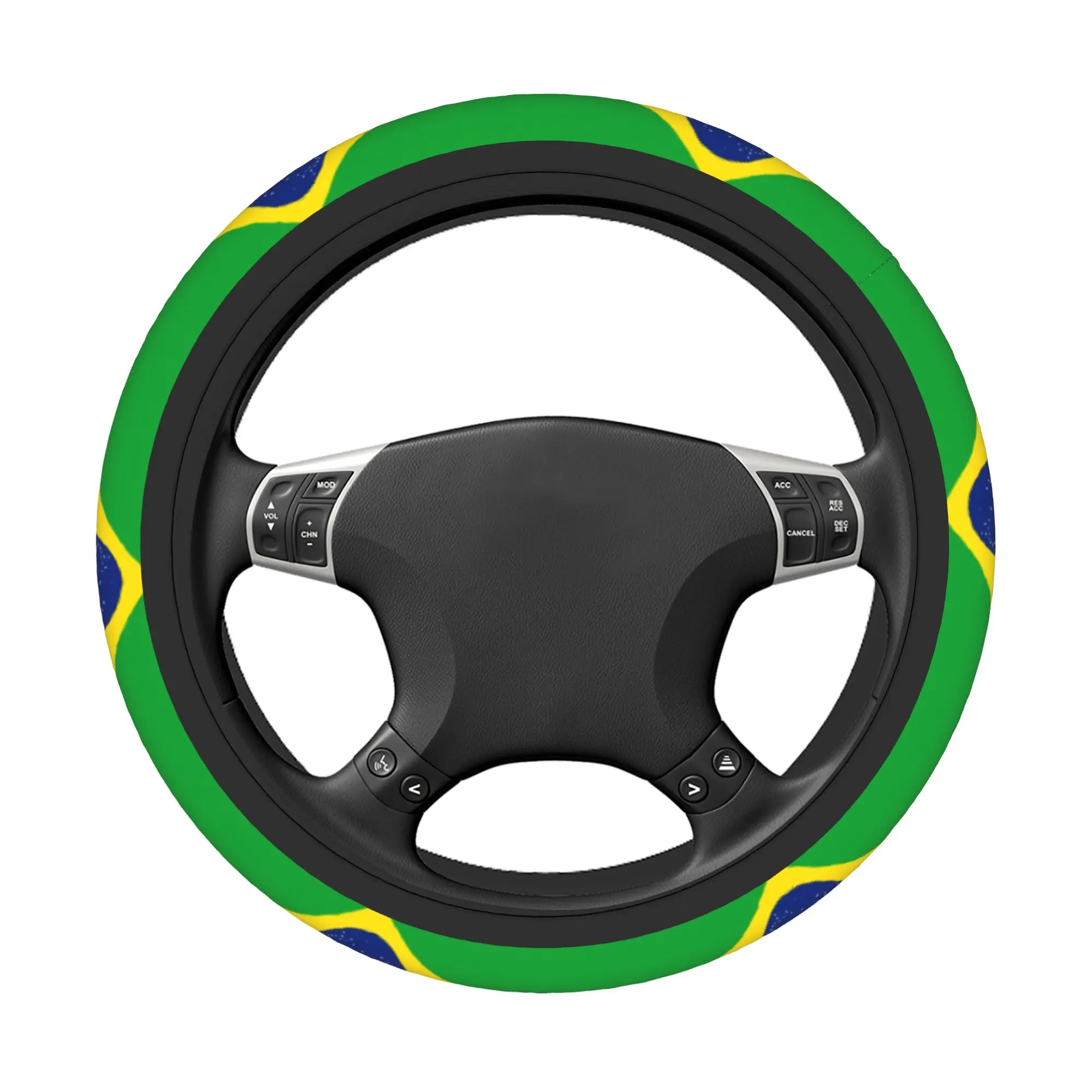 37-38 Steering Wheel Covers Brazil Flag Elastic  Braid On The Steering Wheel Cover Auto Decoration Car Accessories
