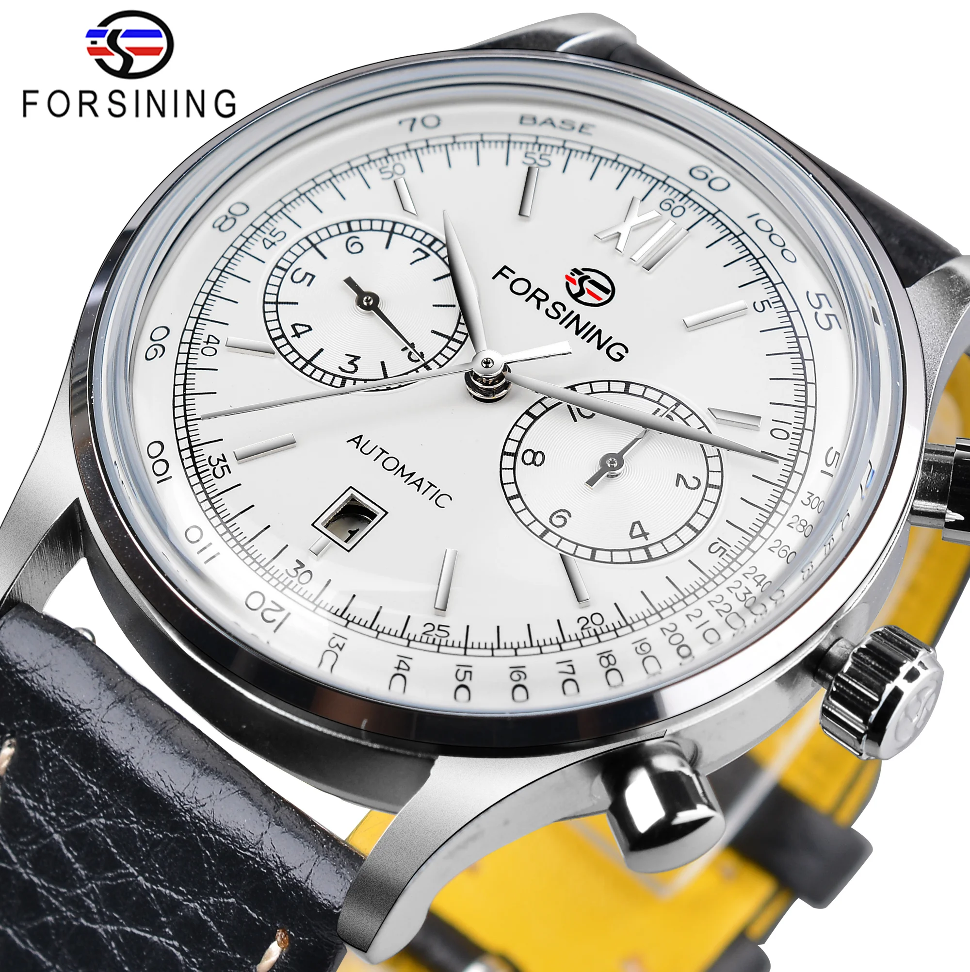 Fashion Forsining Top Brand Golden Case Luxury Casual Design Genuine Leather Multifunctional Man Gift Automatic Mechanical Watch