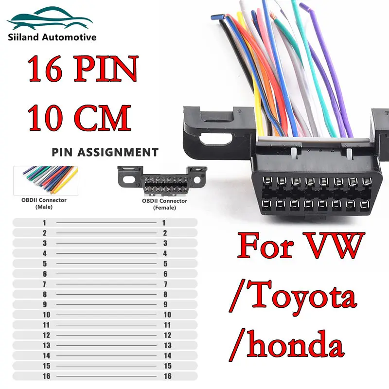 

Universal 16 Pin 10CM OBD2 Female to Male DIY For GM For Cadillac Adapter Connector Plug Dash Port Cable