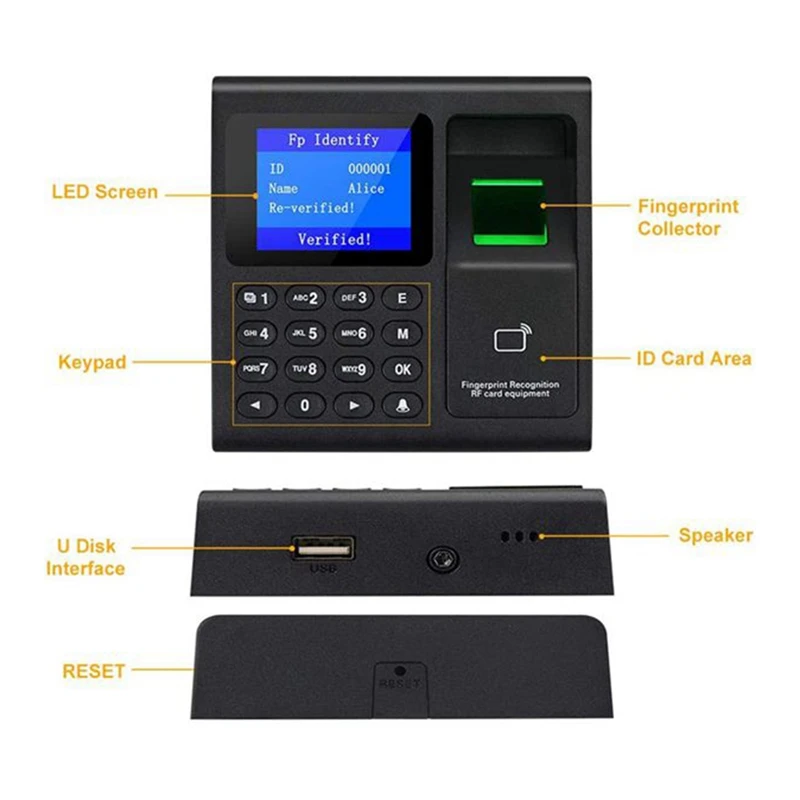 Fingerprint Attendance Access Control RFID Keypad Access Control Electric Time Clock Recorder USB Data Manage With Keys