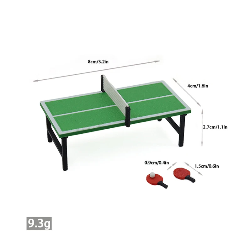 [JN]1:12 Dollhouse Miniature Table Tennis Table W/Table Tennis Racket Model Decor Toy Doll House Accessories