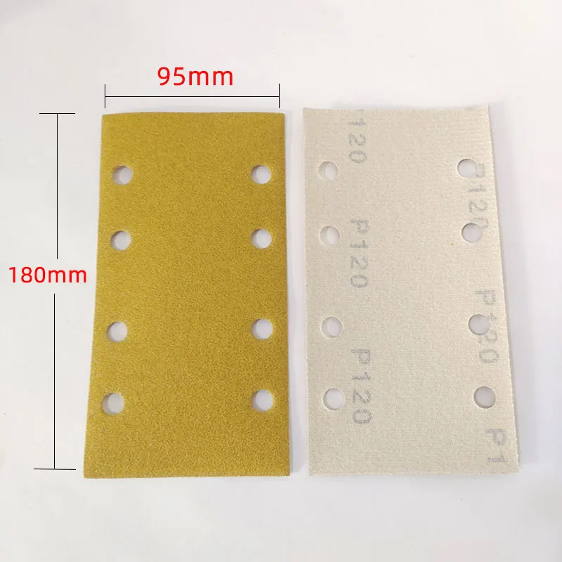 100Pcs 95*180mm  For Festool Sanders Grinder For Grinding  Hook Loop Rectangular Yellow Sandpaper Flocking Sheet Self-Adhesive