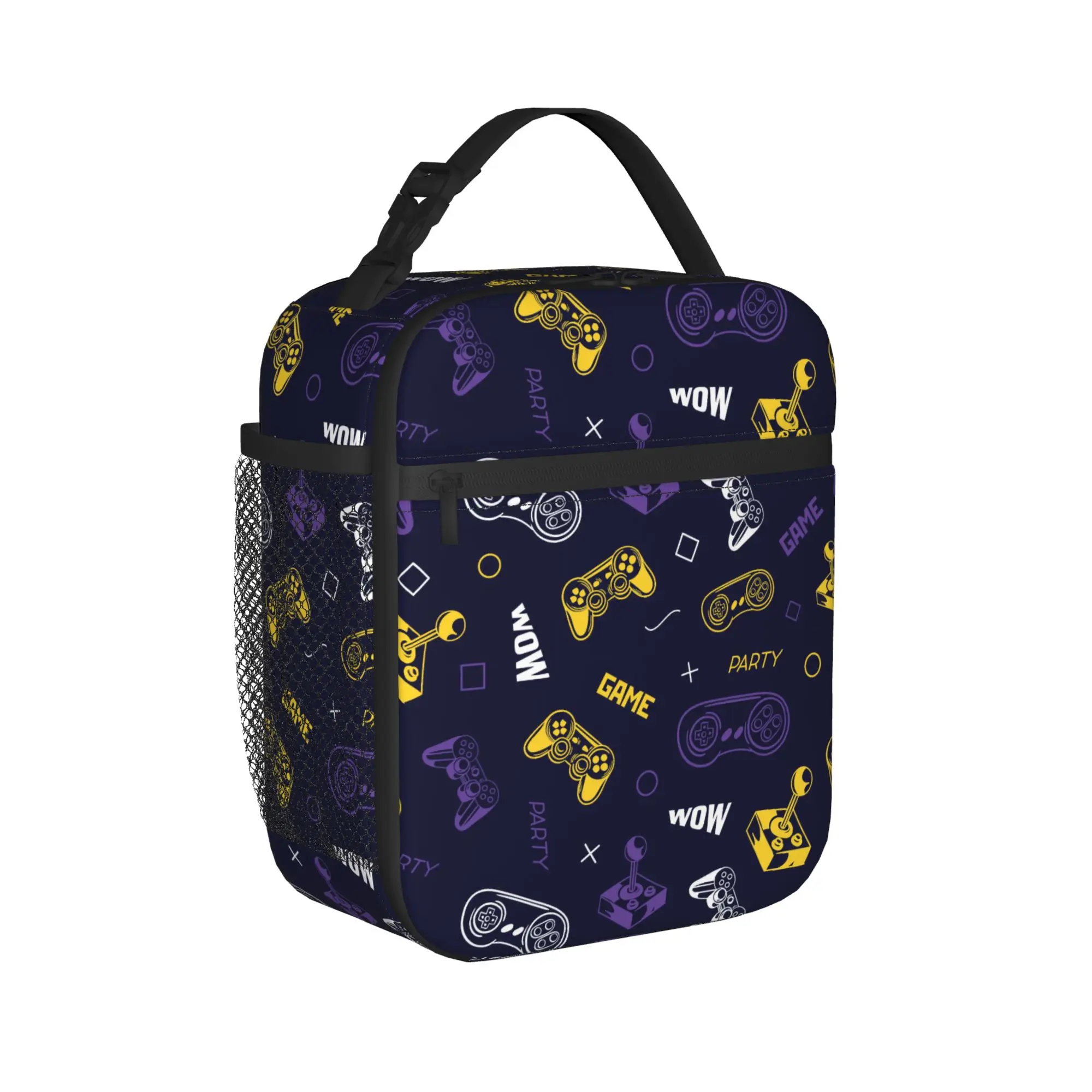 Game Controller Pattern Thermal Insulated Lunch Bag for Work  Portable Food Bag Cooler Thermal Lunch Boxes