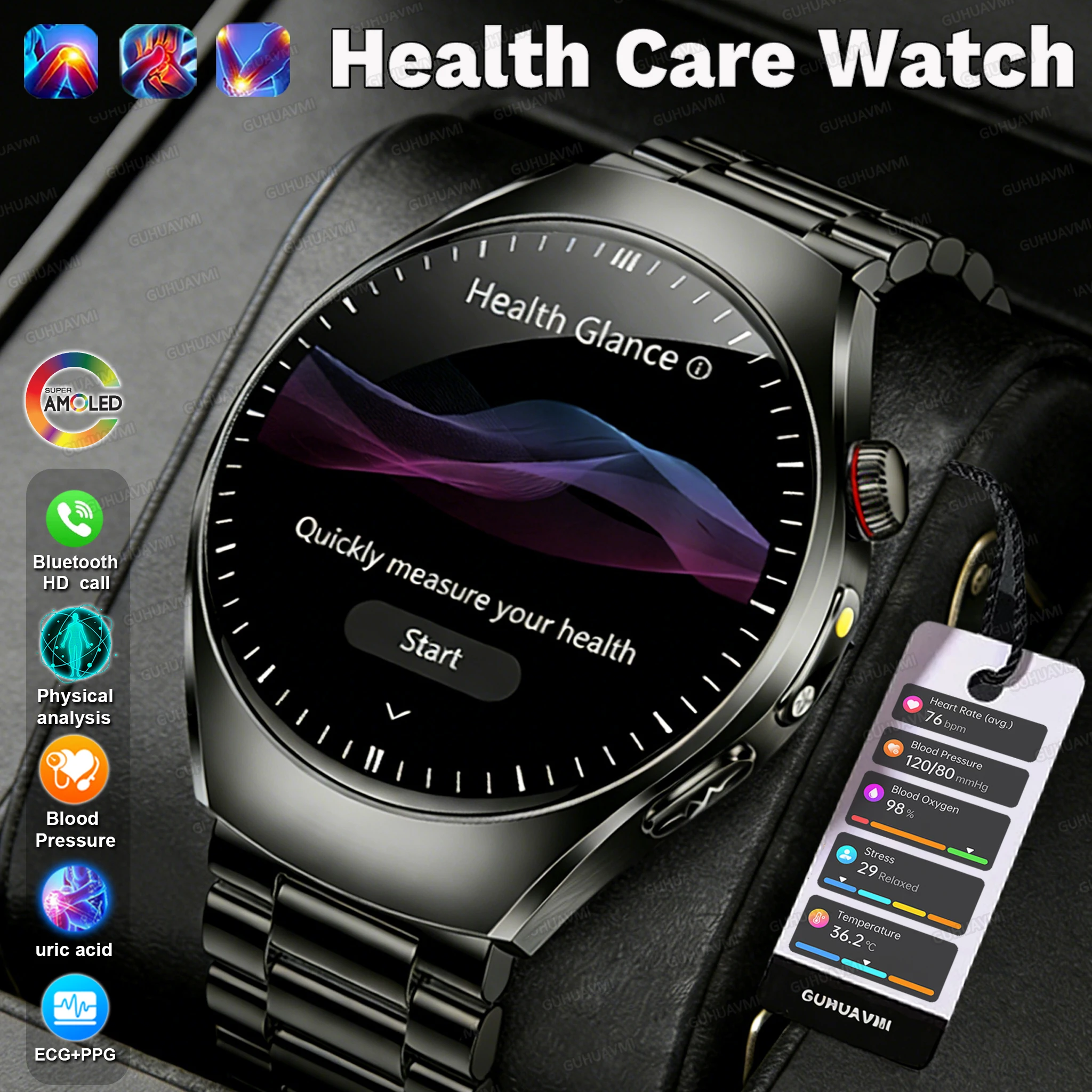 

Новые умные часы 2026 года для анализа состояния здоровья: точное измерение липидов в крови, ЭКГ, уровня мочевой кислоты, артериального давления, жировых отложений, HD BT-вызовы, для мужчин