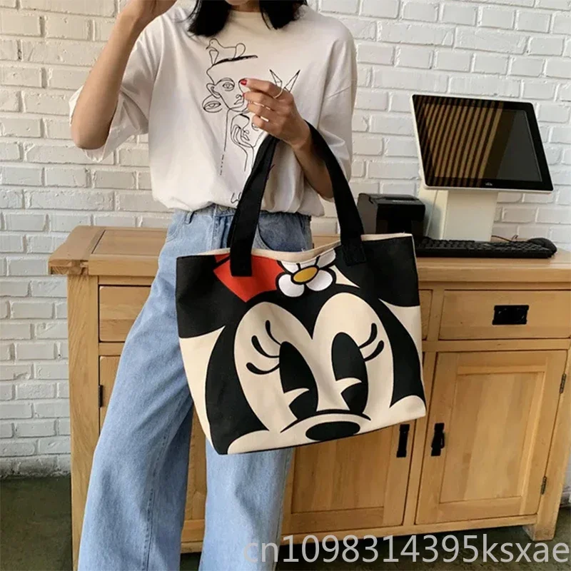 

Disney Large Capacity Mickey Mouse Shoulder Bag Tote for Women Girl with Zipper Luxury Designer Handbag Portable