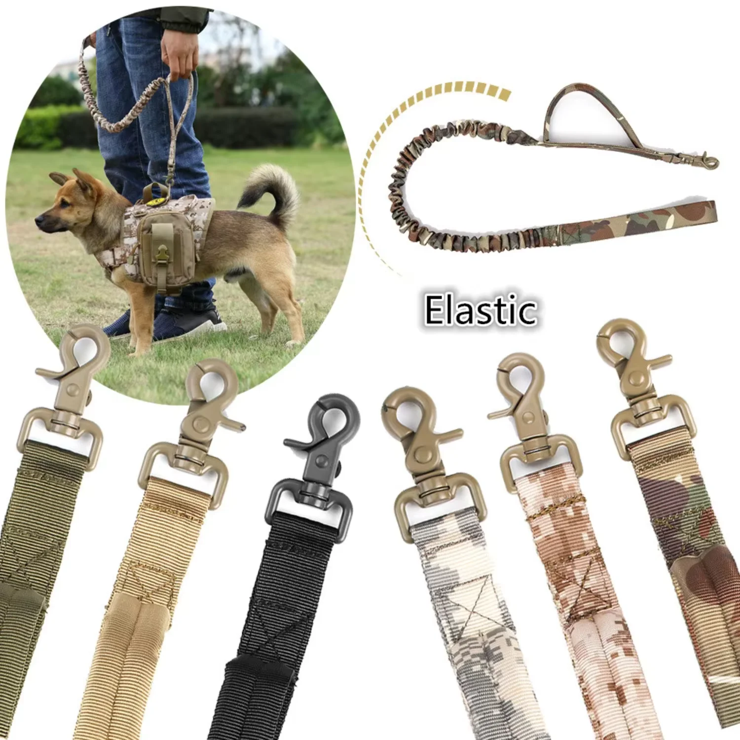 Tactical  Bungee  With  Stronger Clasp Nylon Adjustable  leash  with Padded Handle