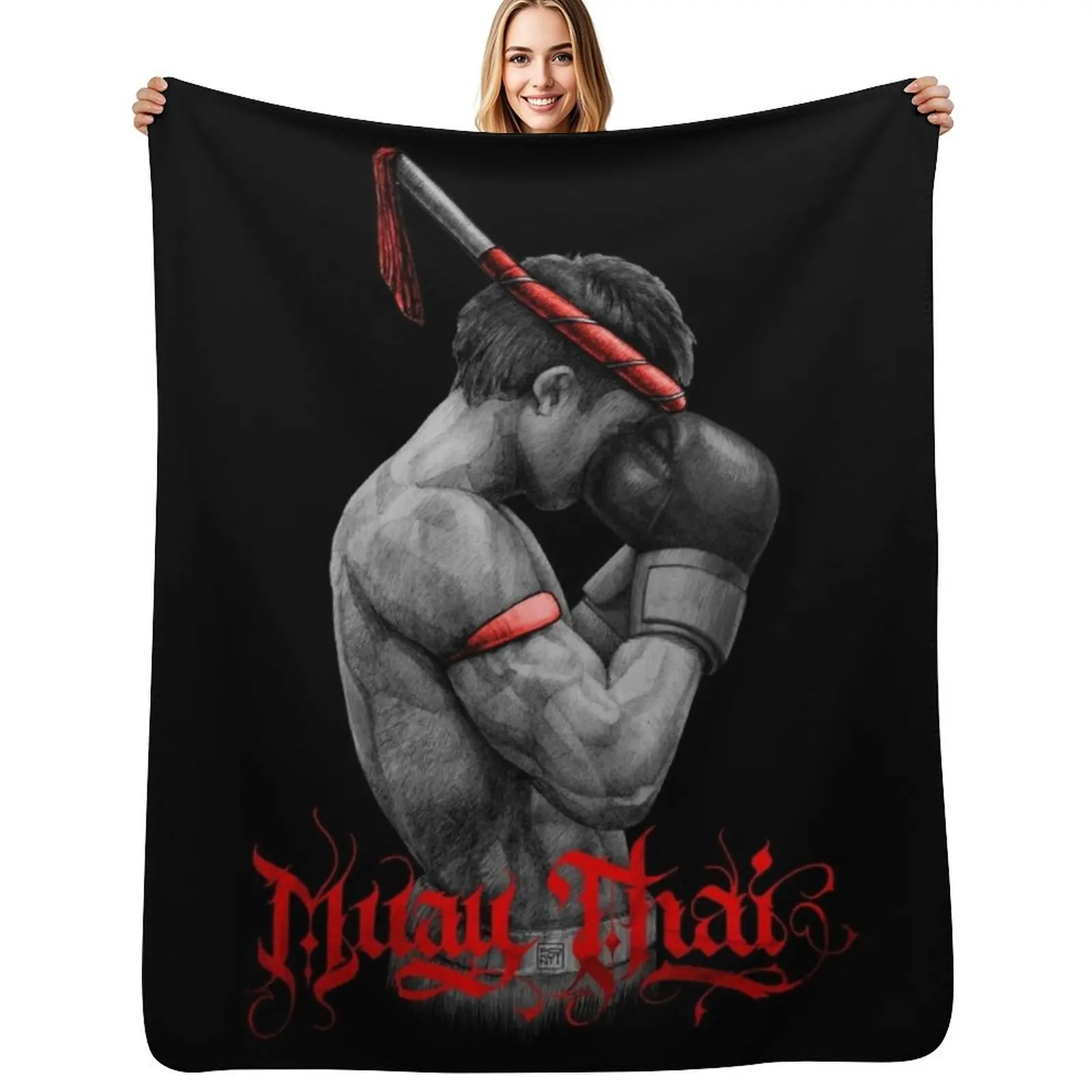 Muay Thai Boxing Fighter Throw Blanket valentine gift ideas warm winter Luxury Designer Designers Loose Sleeping Bag Blankets