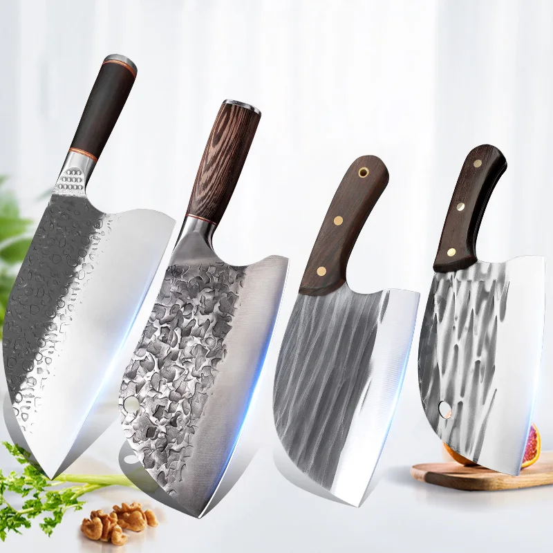 Forged Butcher Knife Cleaver Meat Chef Cooking Tool Wooden Handle Handmade Kitchen Knife Stainless Steel Slicing Boning Knife