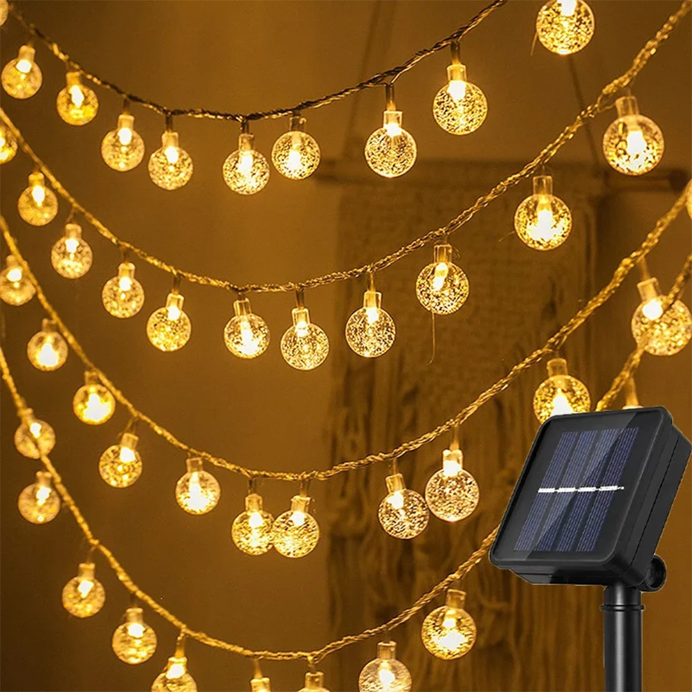 

8 modes of courtyard lights, LED solar light string, outdoor waterproof crystal ball light, courtyard party tree decoration