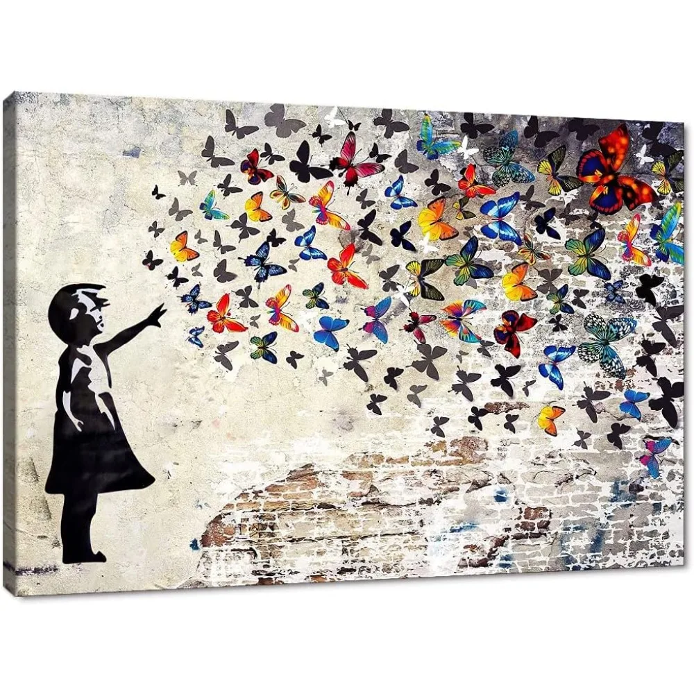 

Banksy Wall Art Graffiti Street Giclee Canvas Paintings Poster and Prints Kid Graffiti Wall