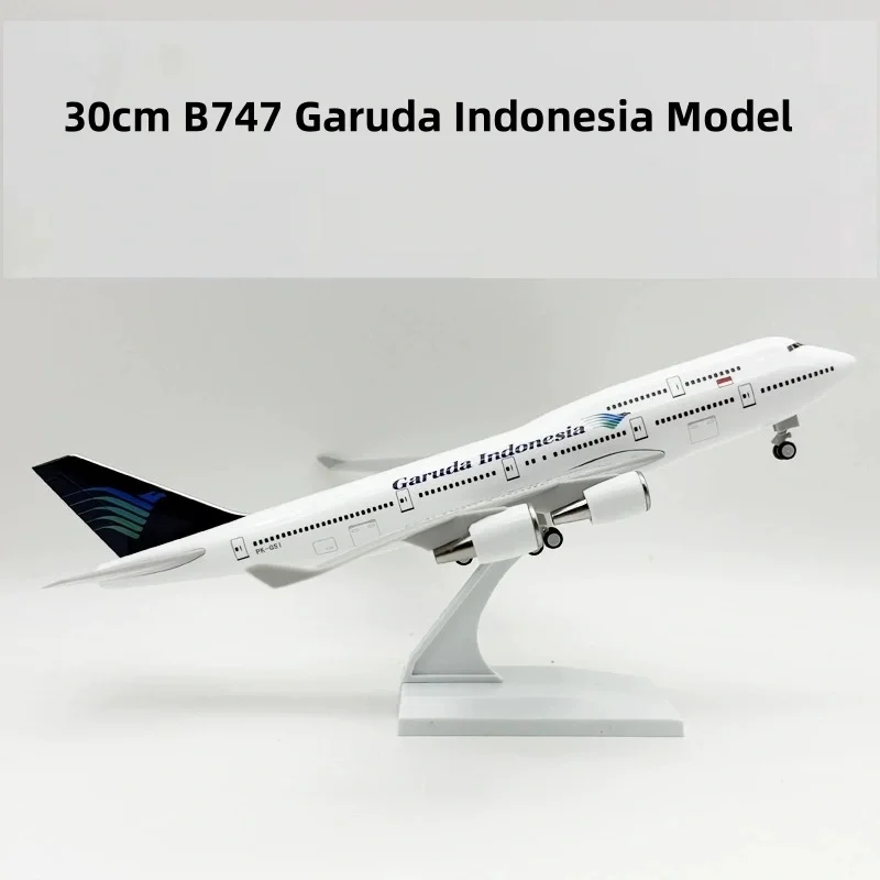 1/240 scale Garuda Indonesia B747 Diecast Resin Airplane Model Kit with Stand for Adult Birthday, Holiday Business Aviation Gift