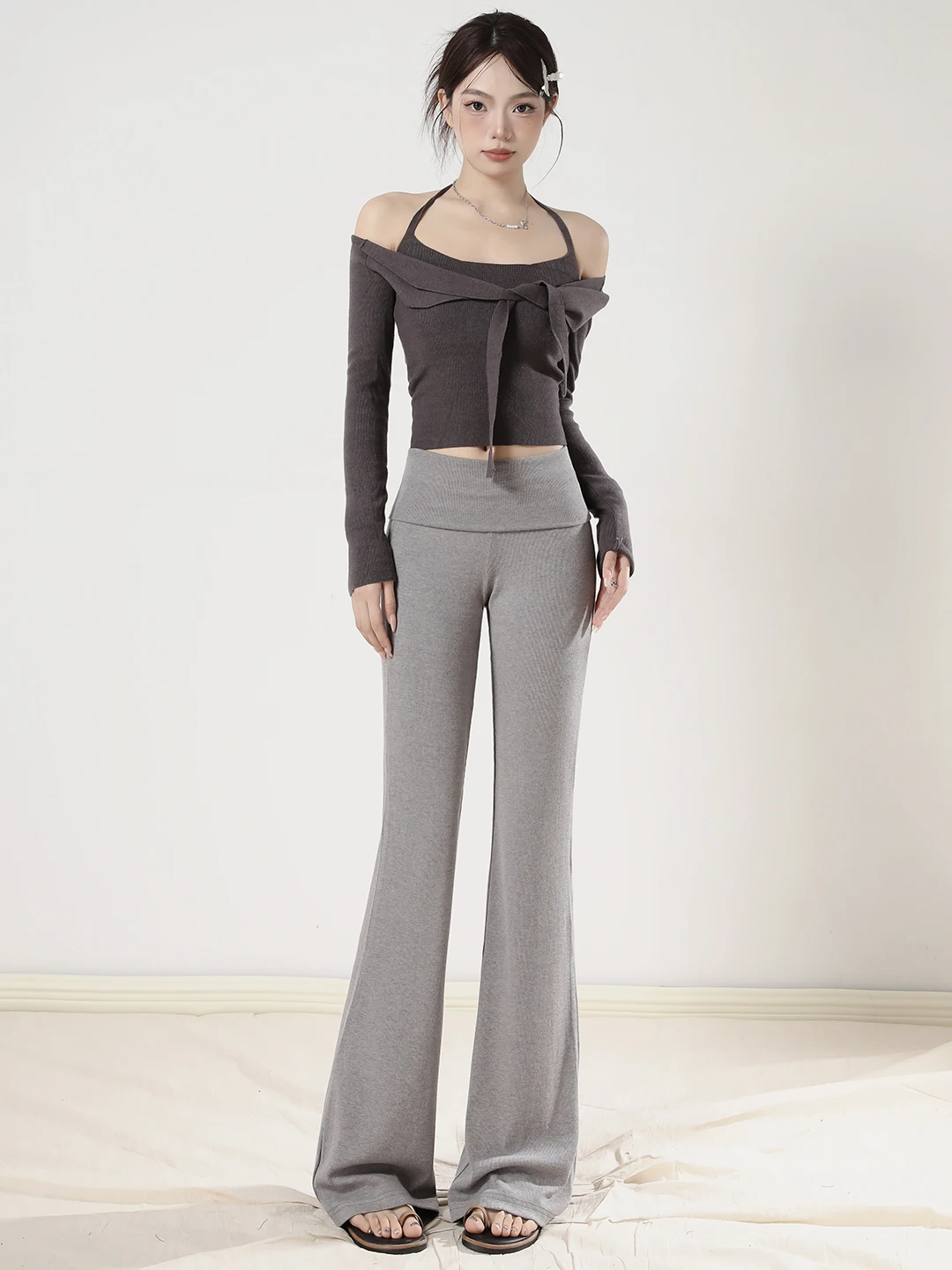 Etam American Sle Hohe Taille Abnehmen Micro Schlaghose Damen Lazy Yoga Sport Freizeithose Niedrige Taille Elastisch