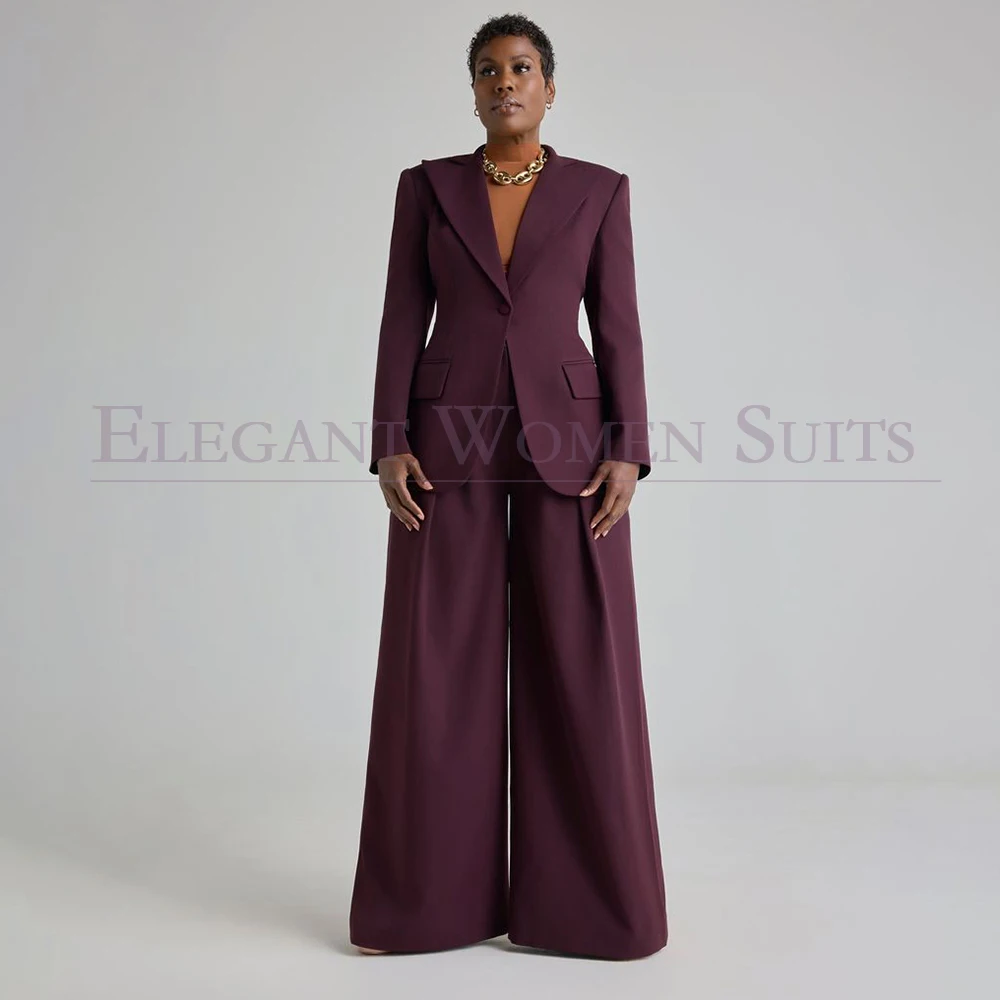 Formal One-Button Women Suits Luxury Wide Leg Trousers Fashion 2 Piece Jacket Pants Elegant Female Clothing For Business 2026