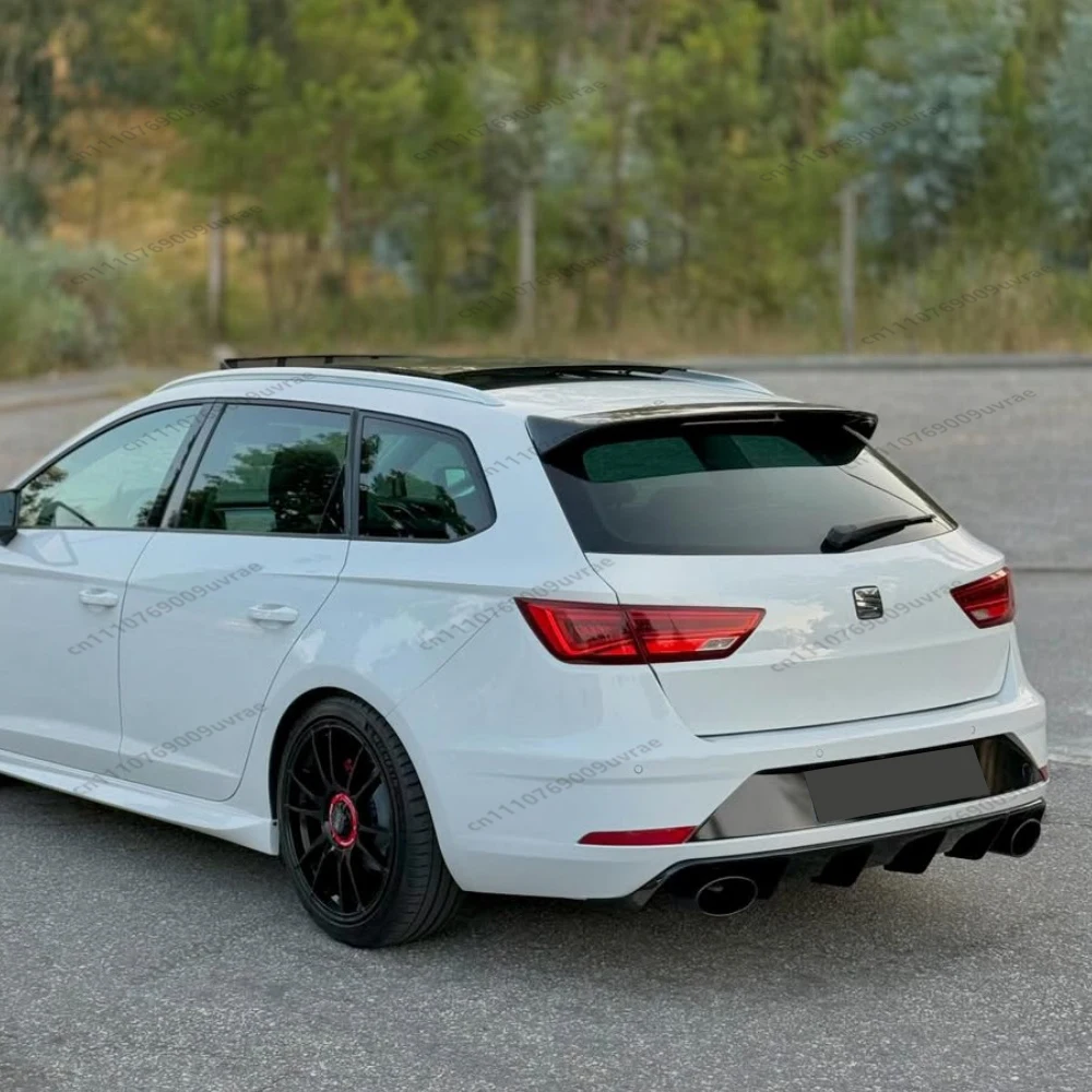 For Seat Leon MK3 MK3.5 5F 5-Door ST Sportstourer TSI TDI 2013-2019 Rear Spoiler Wing Cap Splitter Body Kit Tuning Gloss Balck