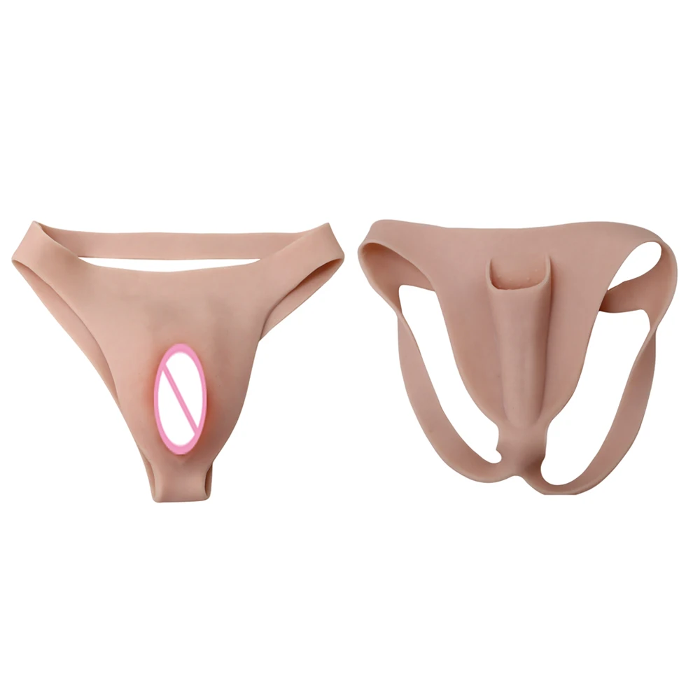 Realistic Silicone Padded Panty For Transgender Crossdresser Drag Queen With Labia Design And Insertable Tube