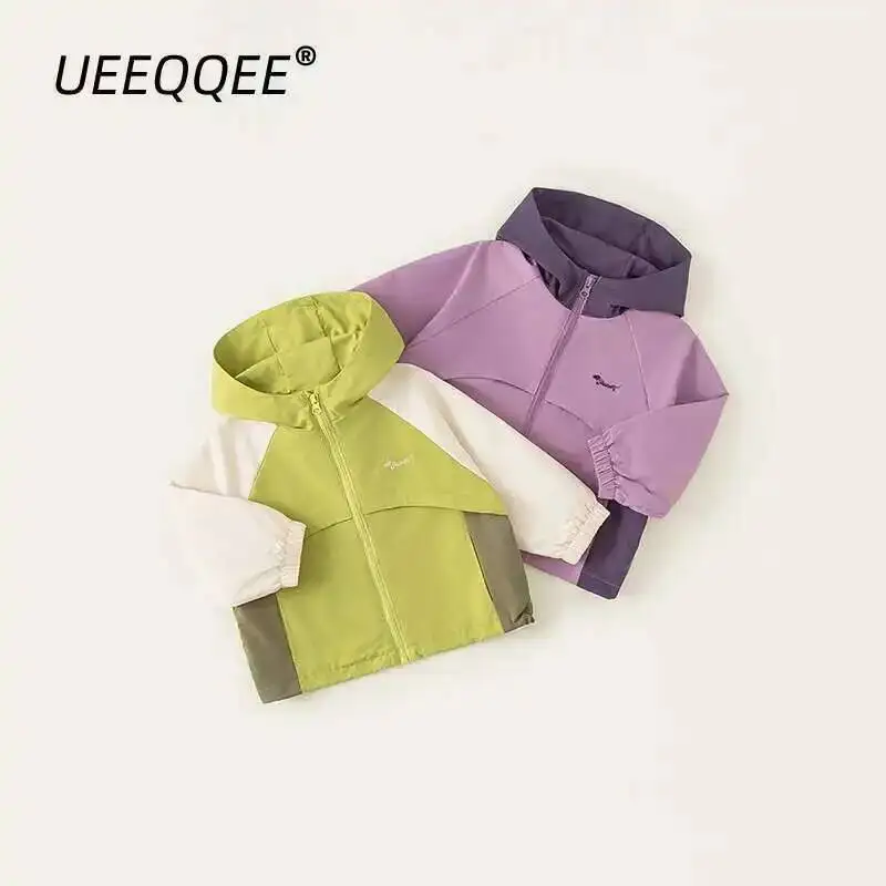 

Весенне-осенние детские куртки для детей от 1 до 10 лет, лоскутные повседневные пальто на молнии с капюшоном для мальчиков и девочек, корейские топы, верхняя одежда для малышей, детская одежда