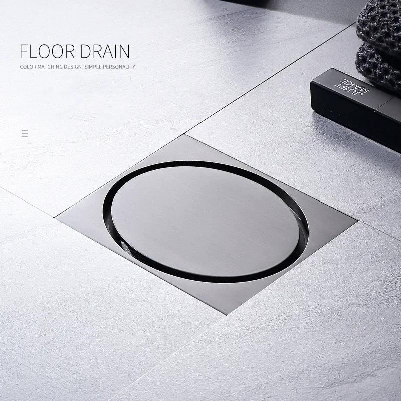 Gold Conceal Floor Drain Chrome Black Gold brass Square 10X10cm Anti-block anti-smelly Bathroom Drain accessories