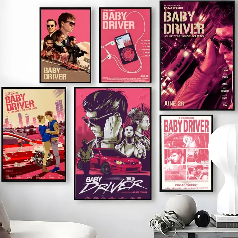 Movie B-Baby D-Driver Poster Waterproof Self-Stick Wall Art Stickers, Removable Wall Decor for Living Room and Bedroom