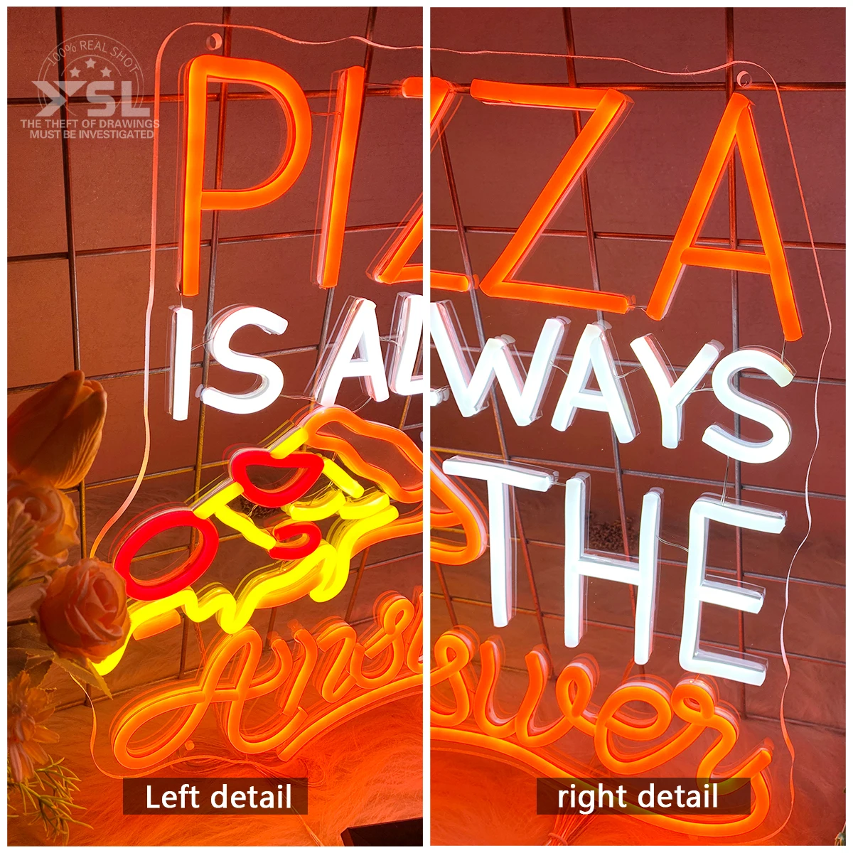 Neon a forma di Pizza per la decorazione d'interni del ristorante della caffetteria del negozio per creare un'atmosfera per rendere il tuo negozio più attraente