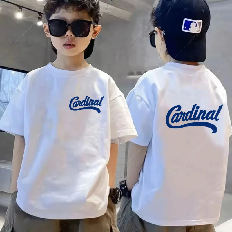 Letter Graphic Trend Cotton T-Shirt Kid Short Sleeve Summer Print Fashion Trend Tee O-Neck Harajuku Clothes Boy Girl Streetwears