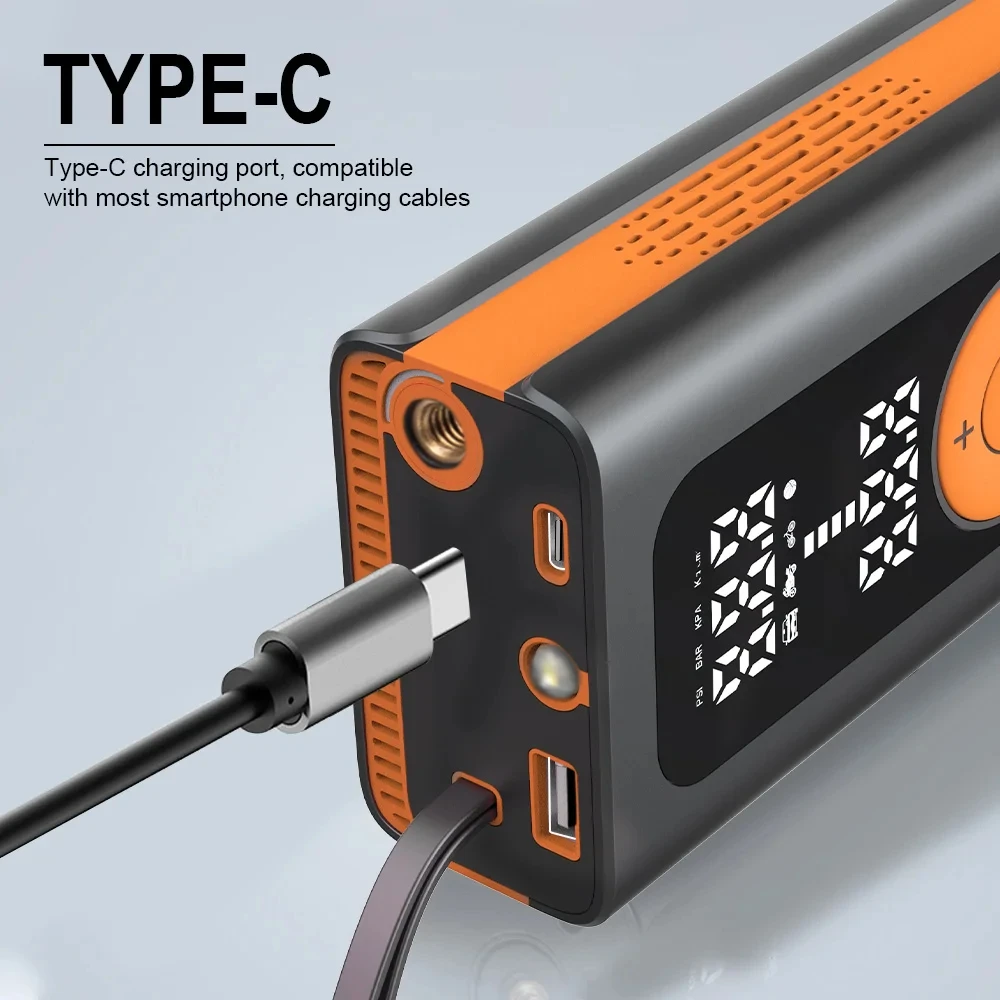 Electric Air Pump Rechargeable Inflatable Car Tire Inflator Wireless Charging Digital Display Motorcycle Air Compressor Pump