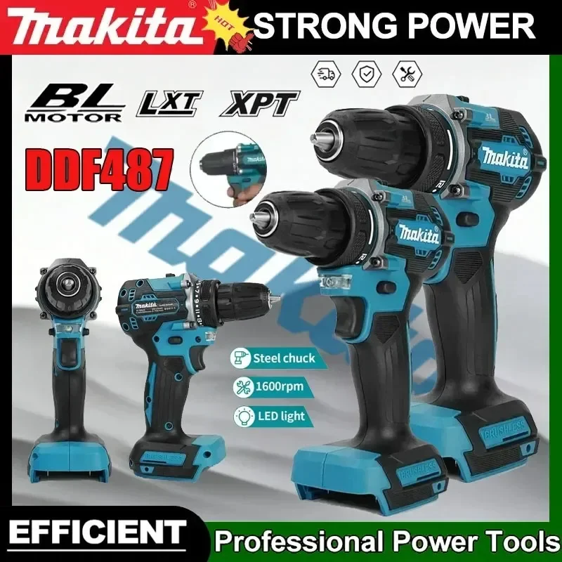 Makita DDF487 18V Brushless Cordless Driver Drill Rechargeable Power Tool Variable Speed Compatible with Makita 18V Battery