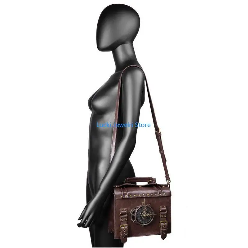 193E Steampunk Gear Crossbody Bags Retro Bags Gothic Shoulder Handbags Satchel Phone for Women Ladies