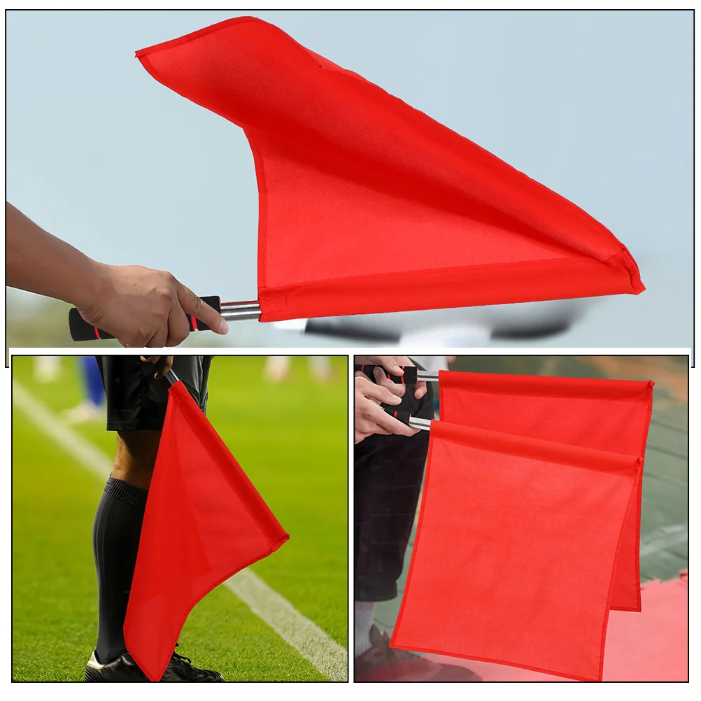 Bandera de árbitro de 3 piezas, equipo deportivo, señal de juego, banderas de mano que agitan, Partido de seguridad, carreras, Fútbol rojo