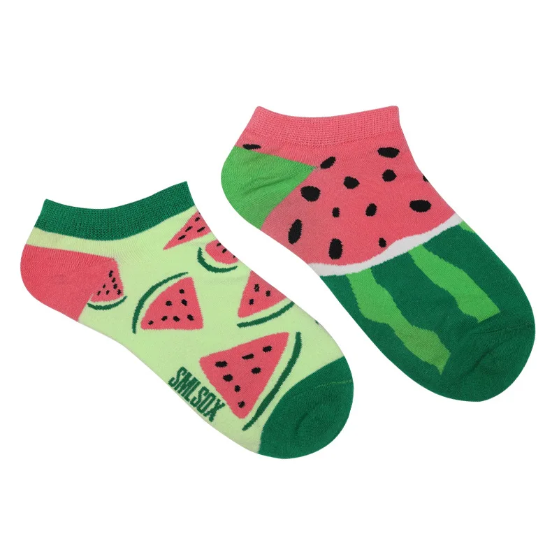 Women\'s Asymmetric AB Socks Ins Animal and Plant Ankle Socks Cartoon Colorful Sports Cotton Socks Men Women Socks Low Cut Sox