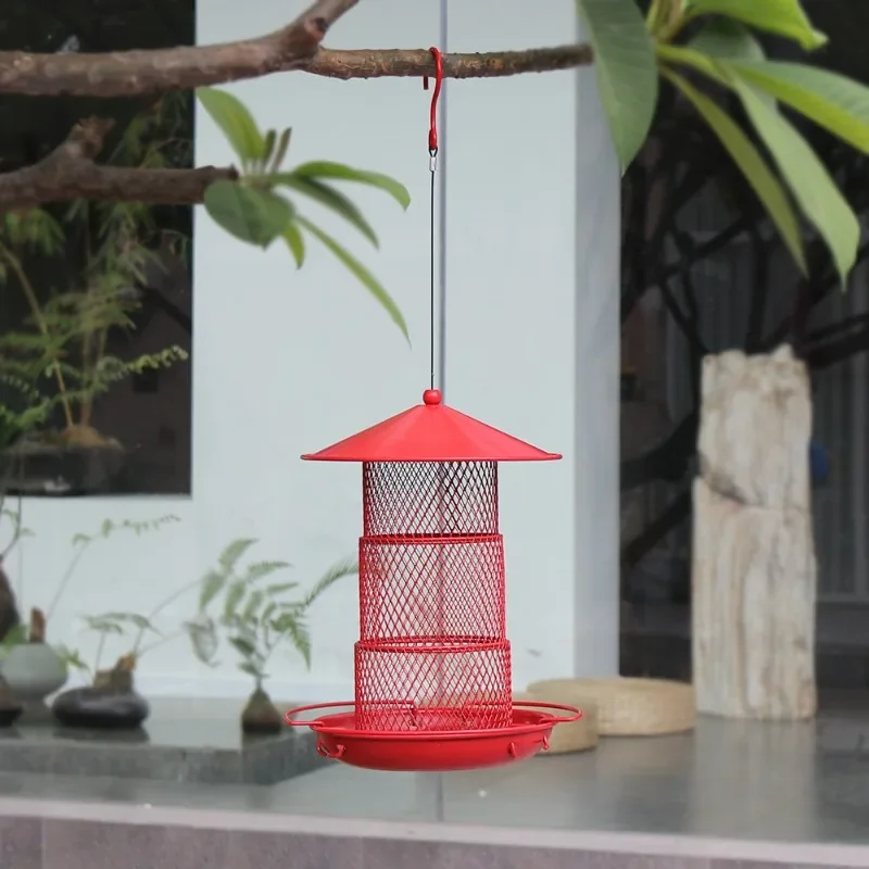 Outdoor hanging squirrel proof multi-layer hummingbird feeder, iron bird feeder