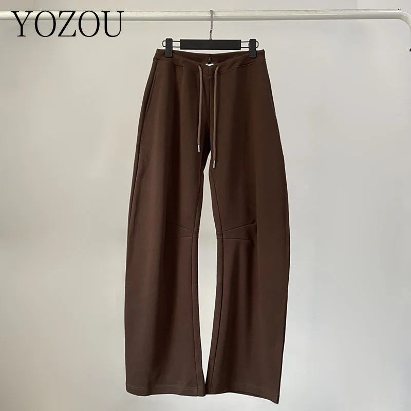 [YOZOU] Black Gray Brown Blue Loose Baggy Trousers Woman Wide Leg Pants Joggings Solid Oversize Sweatpants Korean Style Bottoms