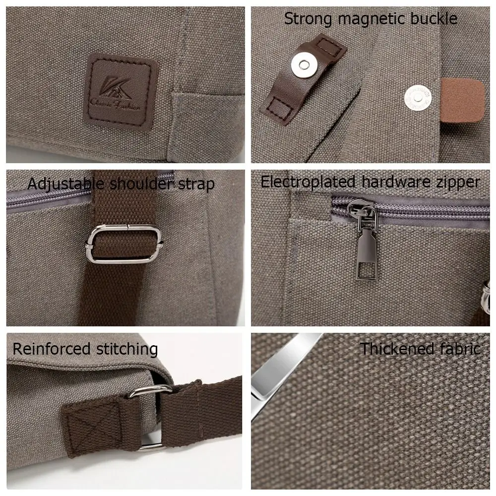 Trendy Canvas Crossbody Bag Square Korean Style Slanting Bags Small Square Bag Casual Use
