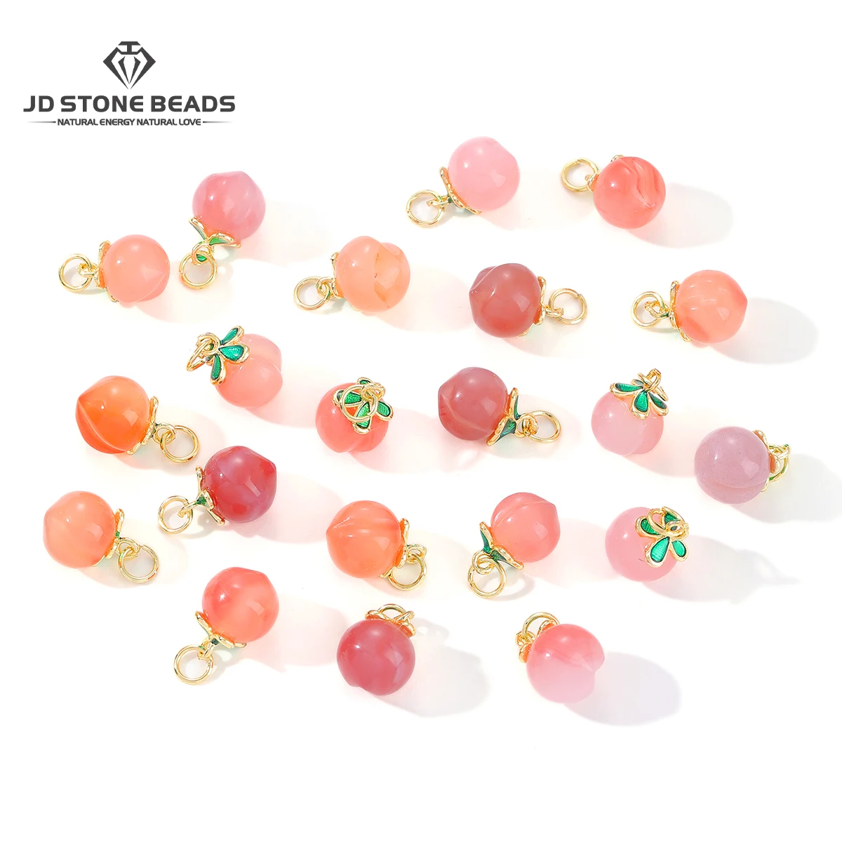 Natural Salt Source Agate Small Peach Pendant Crystal Jewelry Bracelet For Women Dangle Accessories Loose Beads Small Persimmon