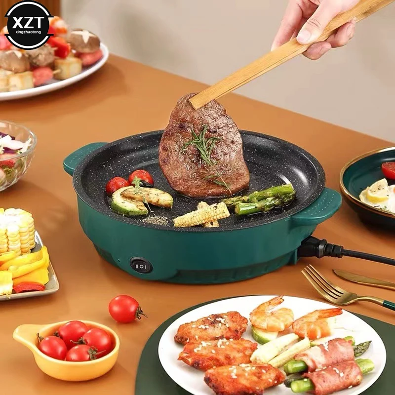 NEW 220V 22cm Multifunction Electric Frying Pan Skillet Non-Sticky Grill Baking Roast Cooker Barbecue Cooking Kitchen Tool