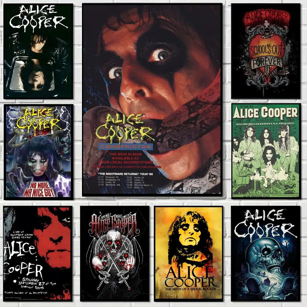 Alice Cooper rock band wall art Poster Self-adhesive Advanced Aesthetic Printing Paper Wall Art for Living Room Home Decor