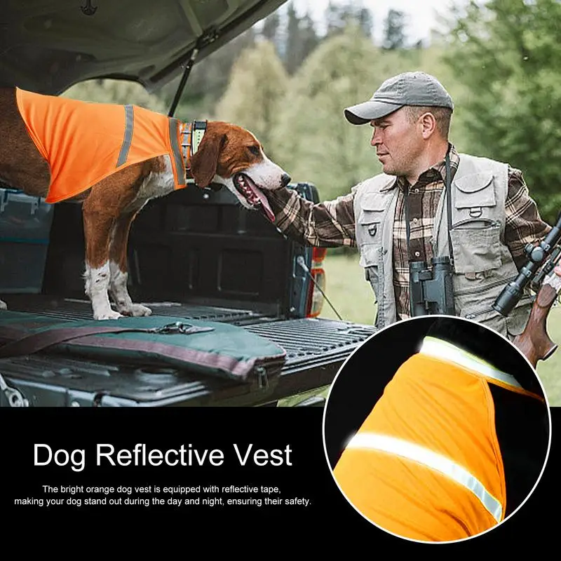 ﻿ Reflective Dog Vest Breathable Dog Visibility Vest Dog Orange Vest Adjustable Fluorescent Comfortable dog vest For Hunting