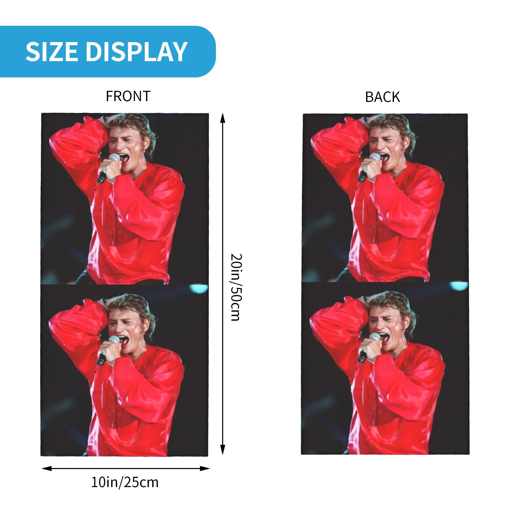 Johnny Hallyday Music Singer Bandana Neck Gaiter UV Protection Face Scarf Cover Men Women French Rock Headwear Tube Balaclava
