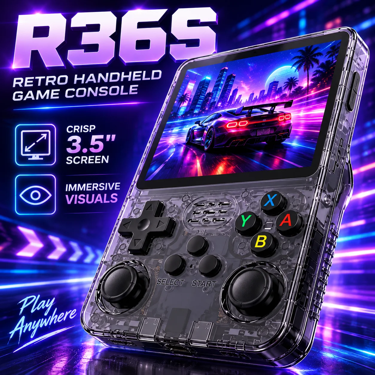 R36S New Retro Game Console 3.5-Inch Linux Open-Source System Portable Handheld Game Console for Children Christmas Gifts