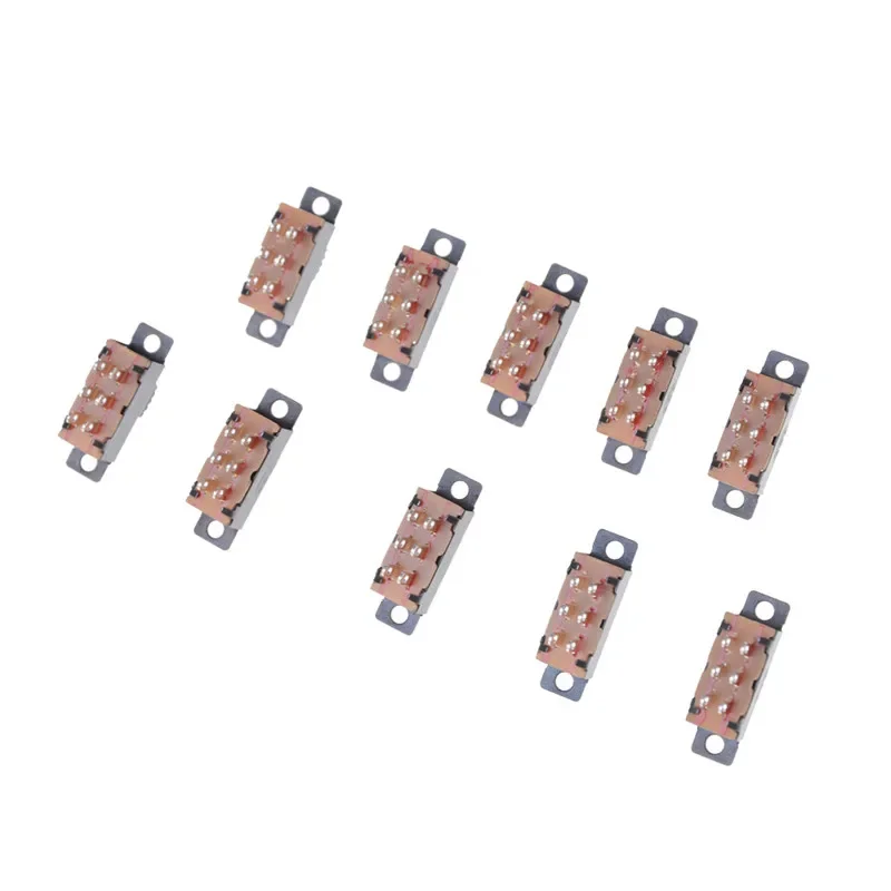 10 Pcs 2 Position DPDT 2P2T Panel Mount Vertical Slide Switch 6 Pin 0.5A 50V DC for Electronics