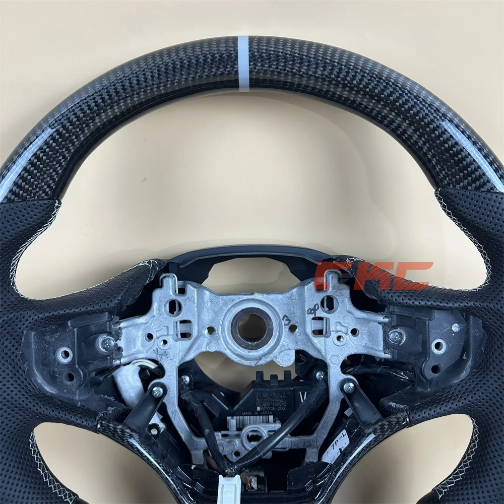 Customized black leather carbon fiber steering wheel white stitch for 2018 2019 2020 2021 2022 2023 2024 2025 L-exus E-S U-X L-S