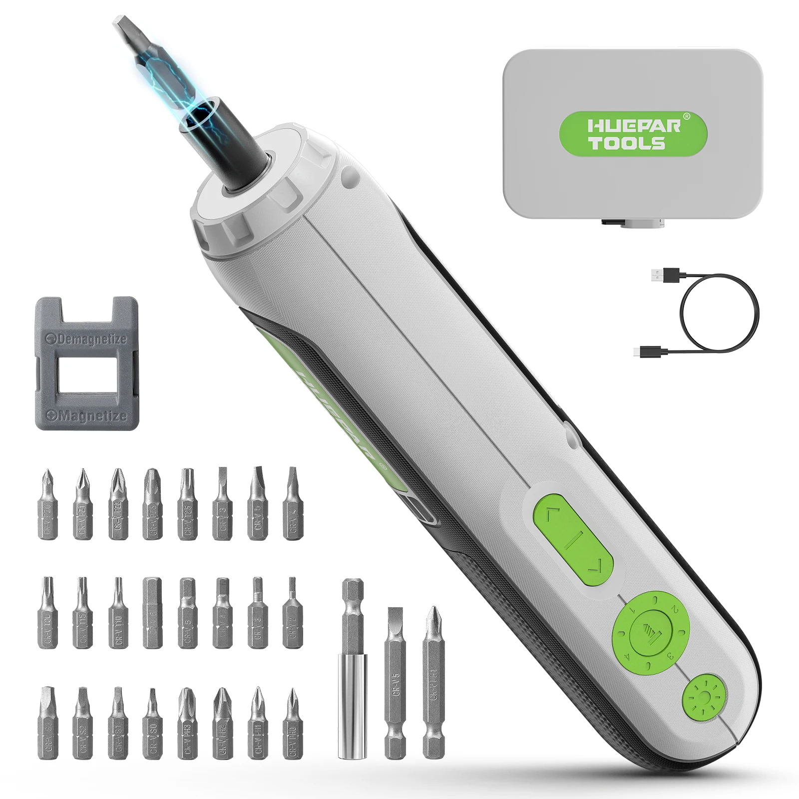 Huepar-mini Chave de Fenda Elétrica sem Fio Recarregável Ajuste 4v Furadeira Elétrica Multifunções Torque 2000mah