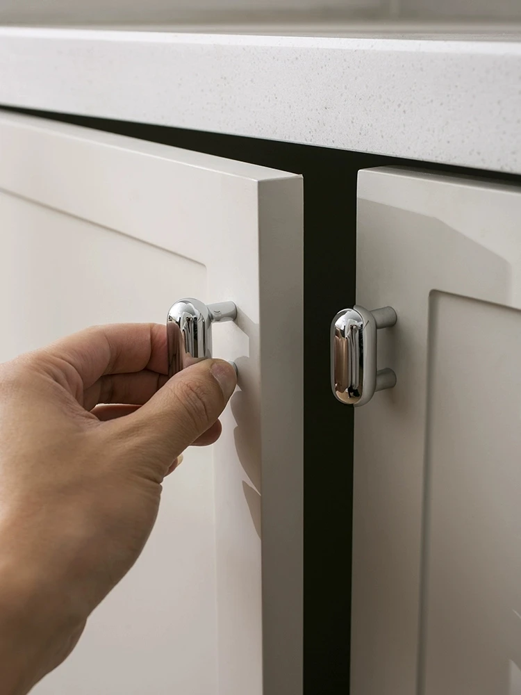 

Furniture Bedroom Shiny Solid Brass Silver Children's Room Closet Door Handle Shoe Cabinet Drawer Brass Cute Little Handles