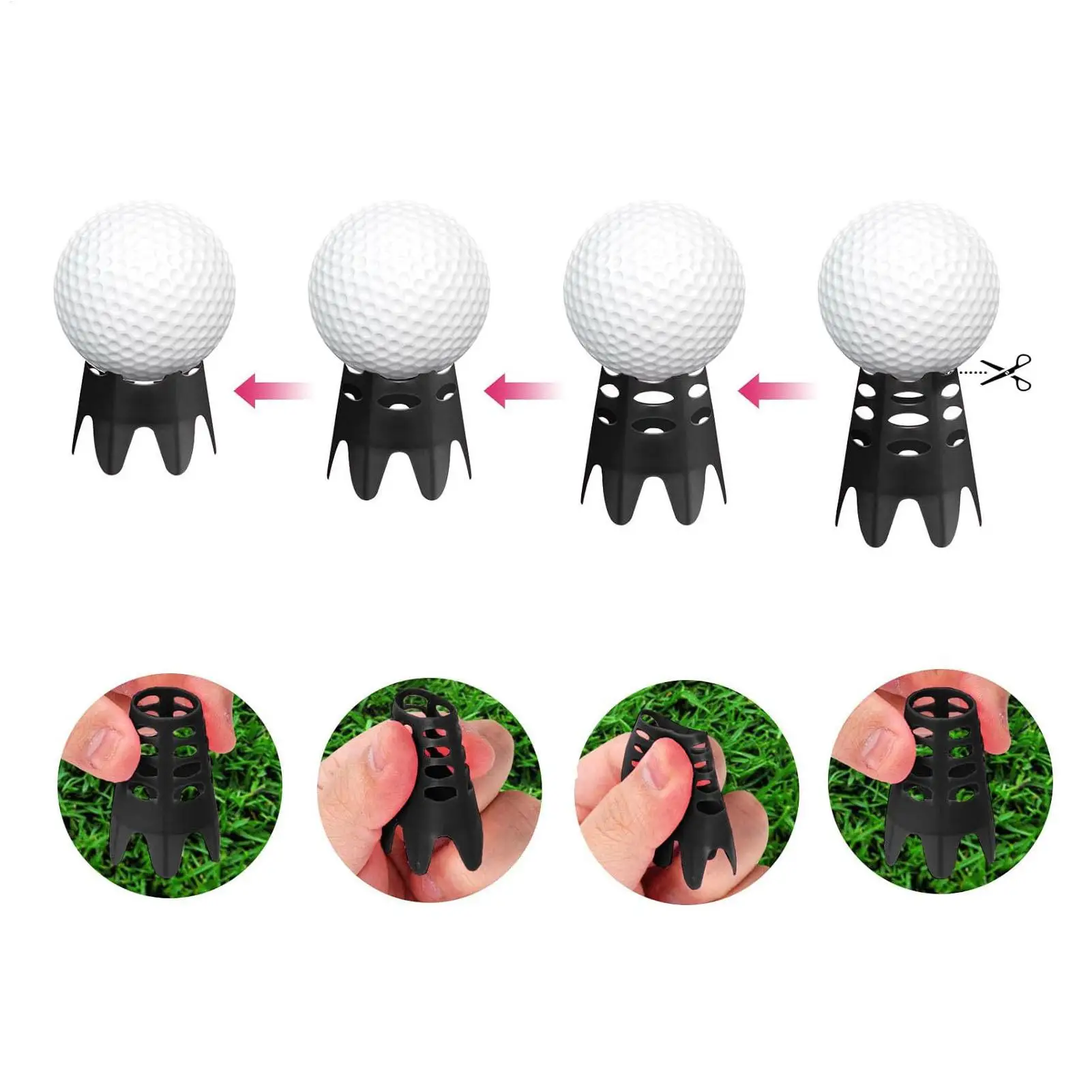 Golf Tees Set Reusable Stable Training Black Gadgets Kit Golf Mat Tee Holder For Hitting Home Indoor Outdoor House Course Yard